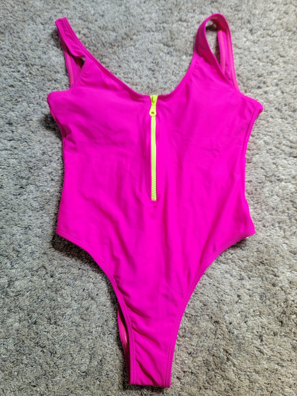 Neon Pink Front-Zip One-Piece Swimsuit Small NWOT!